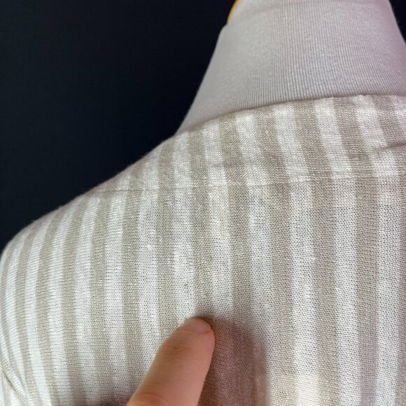 Soft Surroundings Size M Cascadia Cardi Sweater Beige White Striped *Flaw - Picture 3 of 11